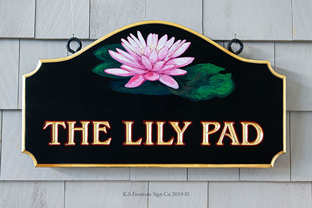 Home sign with hand painted water lily/lotus flower